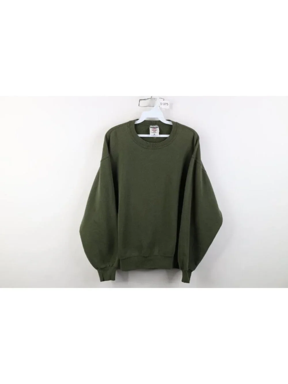 Vtg 90s Streetwear Mens Medium Faded Blank Crewneck Sweatshirt Olive Green USA